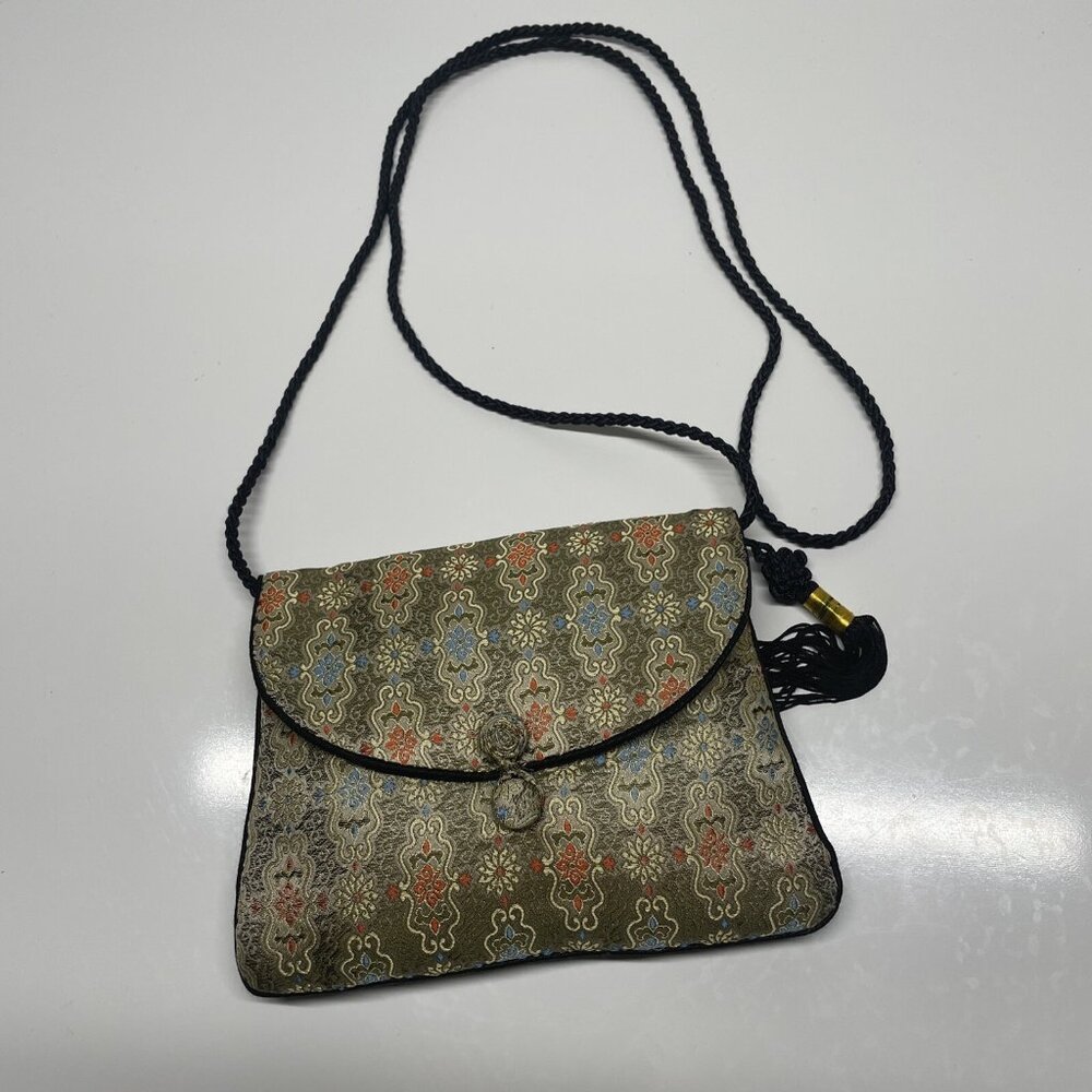 Gold Brocade Envelope Mini Purse Handmade Pure Silk Made‎ In China Vintage